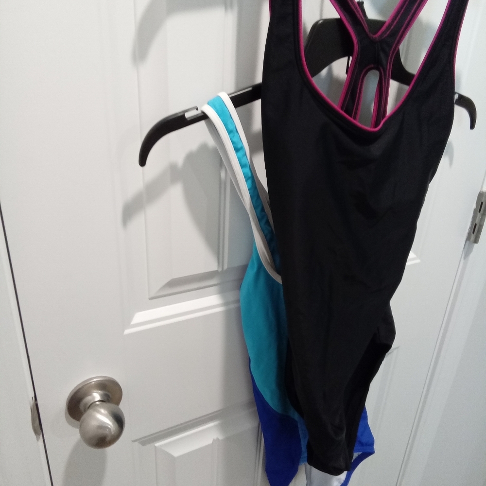 Bundle Speedo & Lands End Sz 6 Black Ultraback One Piece Swimsuits